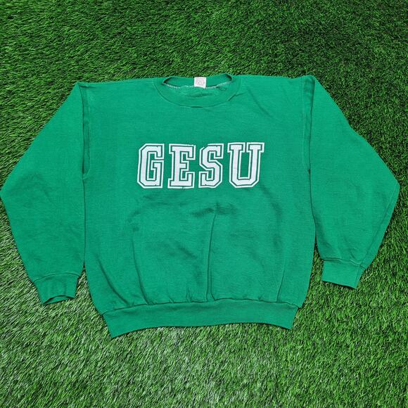 Vintage 80s Russell Athletic GESU Sweatshirt Mens Medium Womens Large - Picture 1 of 12